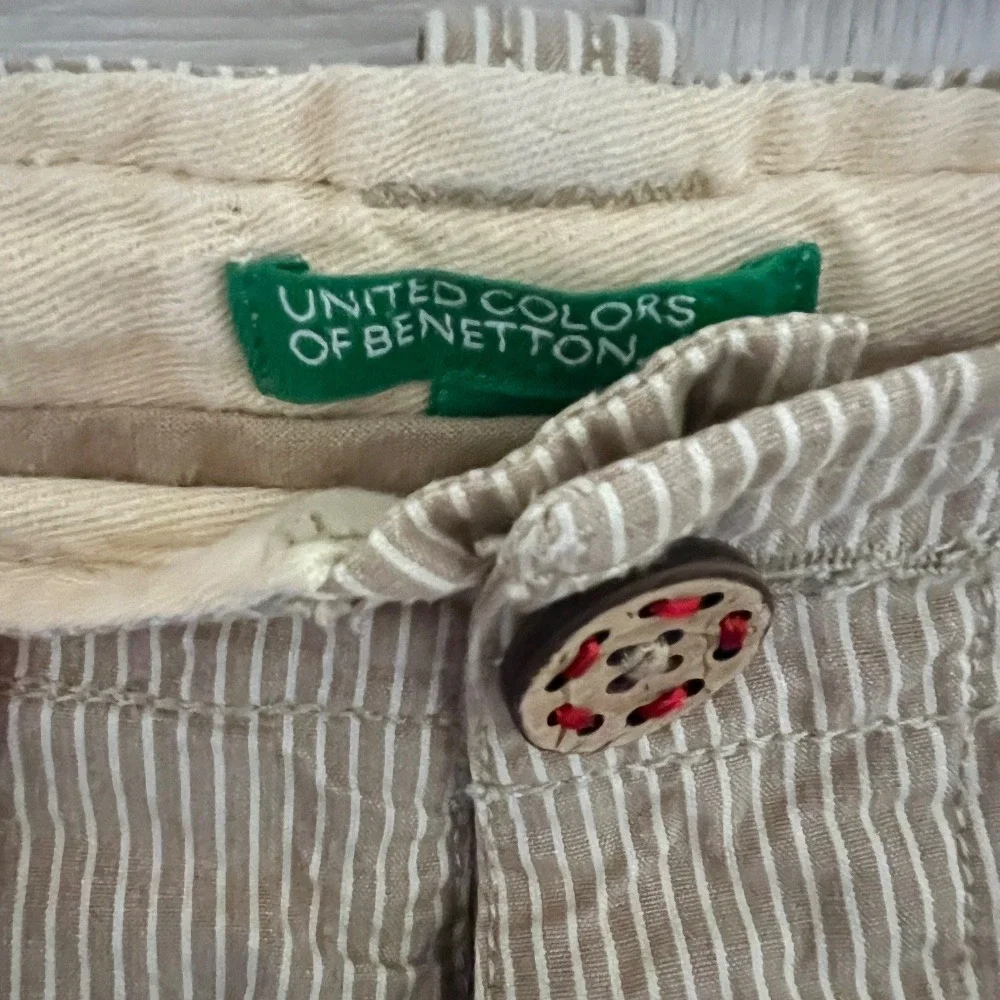 United Colors of Benetton Striped Cargo‎ Shorts Casual Outdoor Size 34